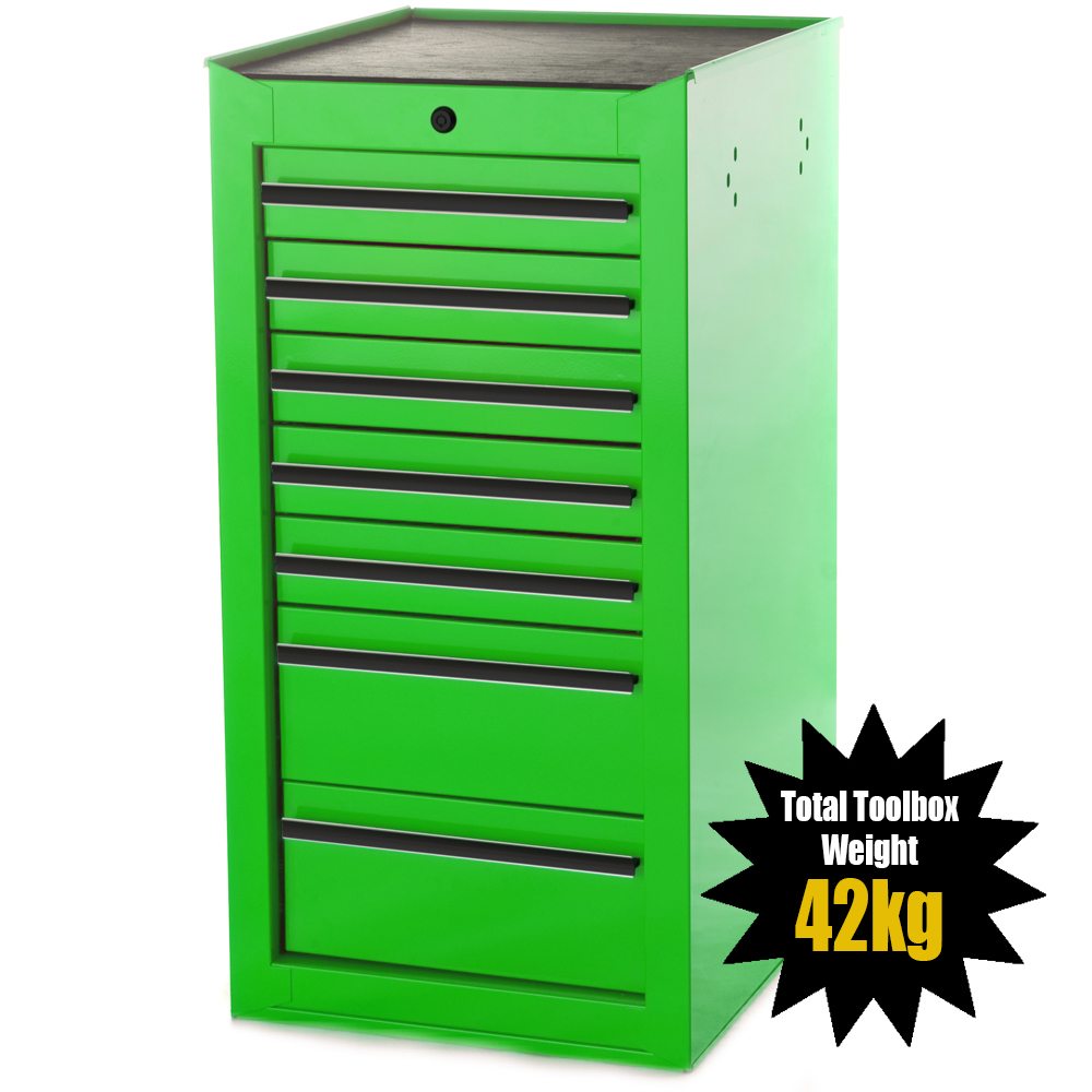 MAXIM 7 Drawer Green Side Cabinet Toolbox 425mm x 460mm x 845mm Extension  Storage Medium Size Tool B