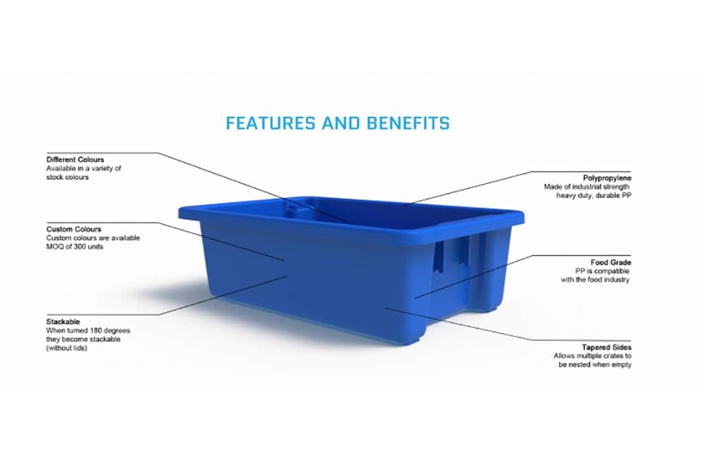 Just Pro Tools Storage Crate Plastic Tubs 645mm x 413mm x 210mm