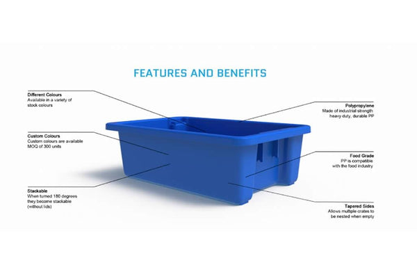 Just Pro Tools Storage Crate Plastic Tubs 645mm x 413mm x 210mm