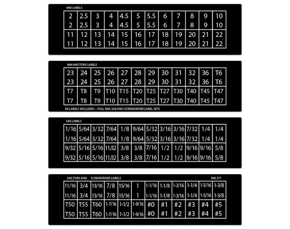 Just Pro Tools Tool Organisation ID Sticker Set - 69 labels