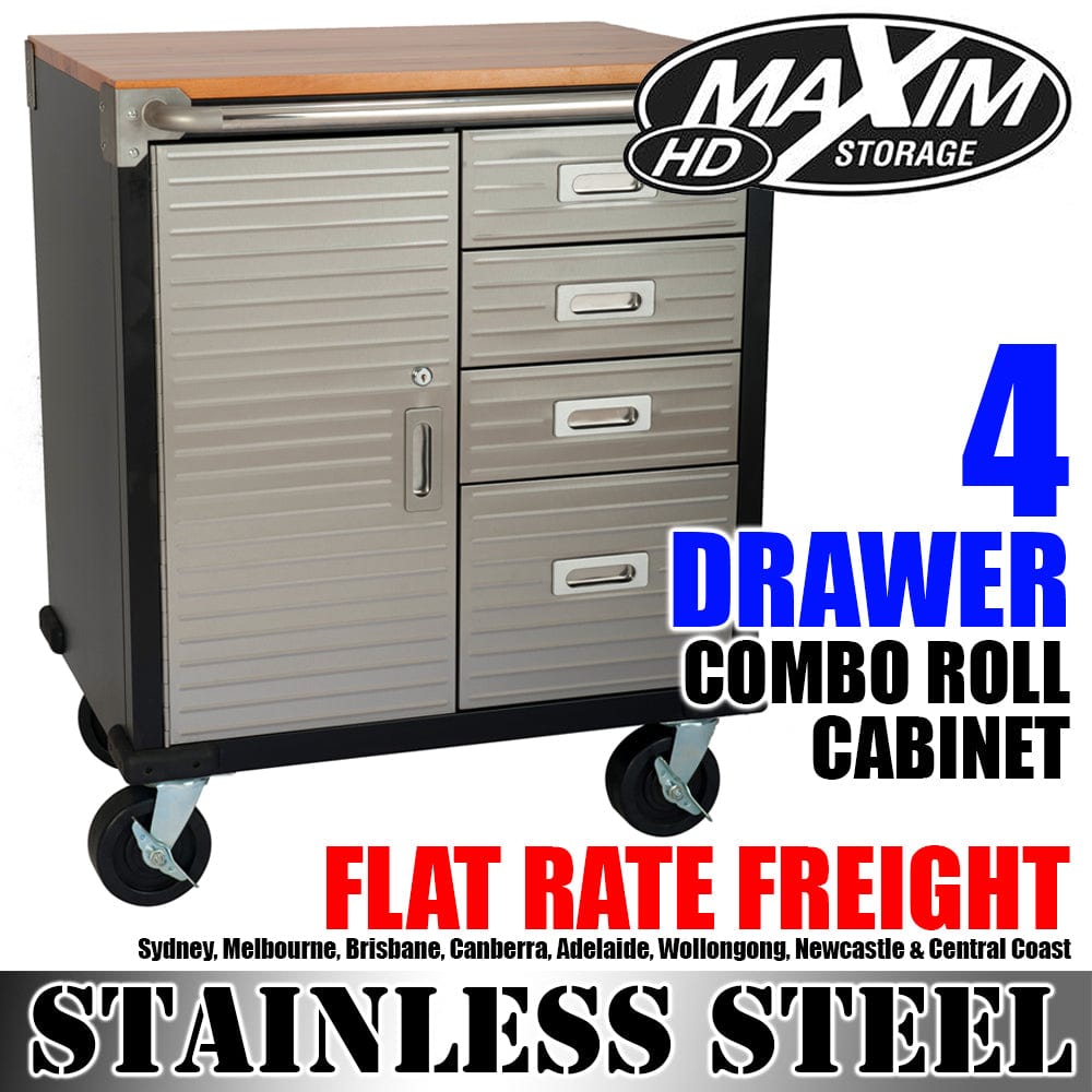 Maxim HD GS - 48” Roll cabinet MAXIM HD 4 Drawer Combo Timber Top Roll Cabinet