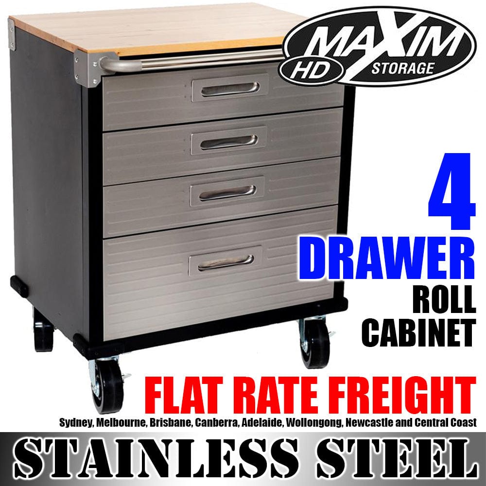 Maxim HD GS - 48” Roll cabinet MAXIM HD 4 Drawer Timber Top Roll Cabinet