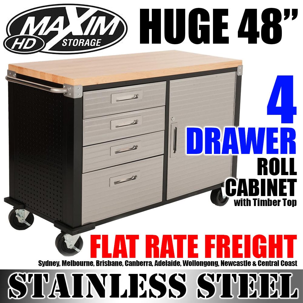 Maxim HD GS - 48” Roll cabinet MAXIM HD 48 inch 4 Drawer Roll Cabinet Mobile Rolling Storage Cabinet