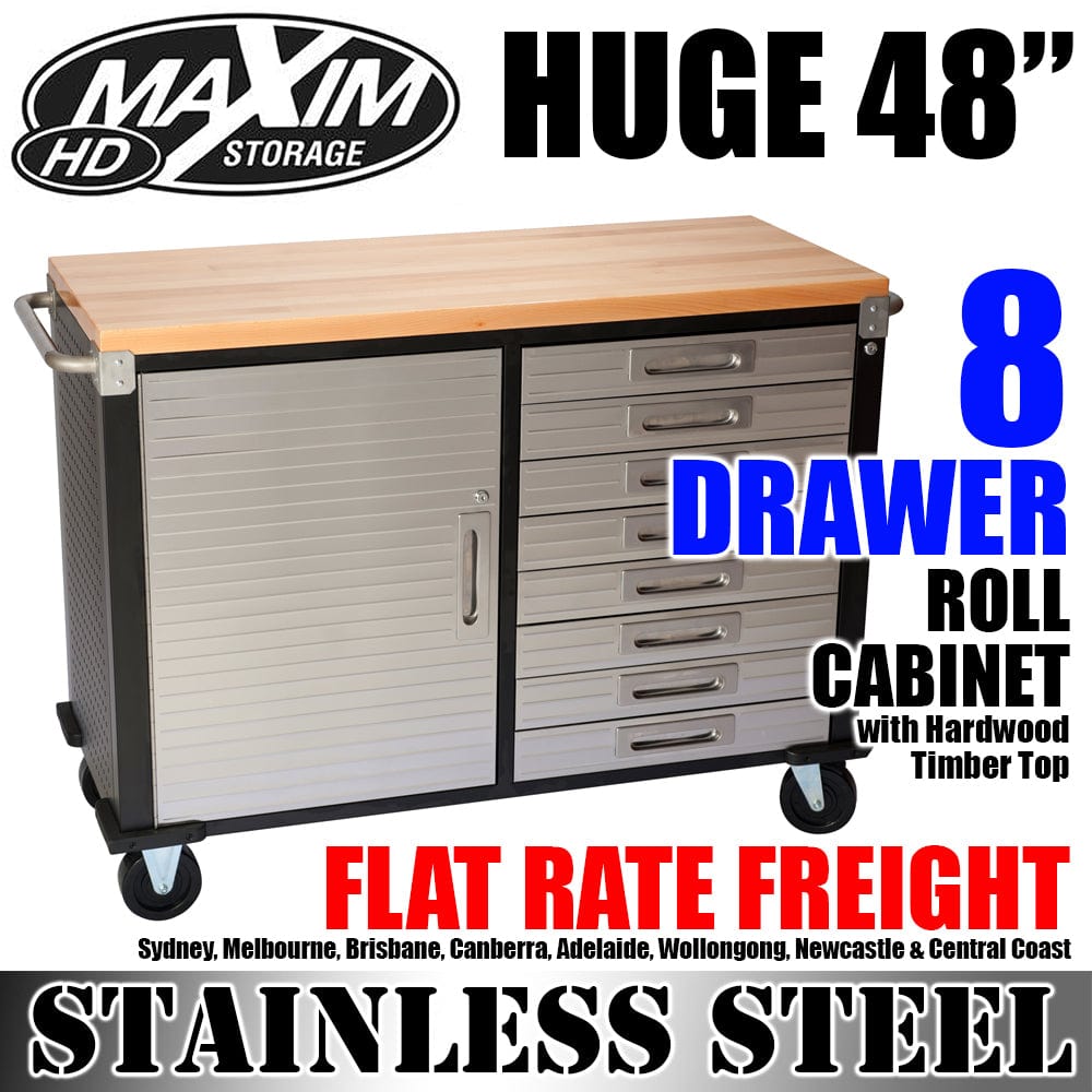 Maxim HD GS - 48” Roll cabinet MAXIM HD 48 inch 8 Drawer Roll Cabinet Mobile Rolling Storage Cabinet