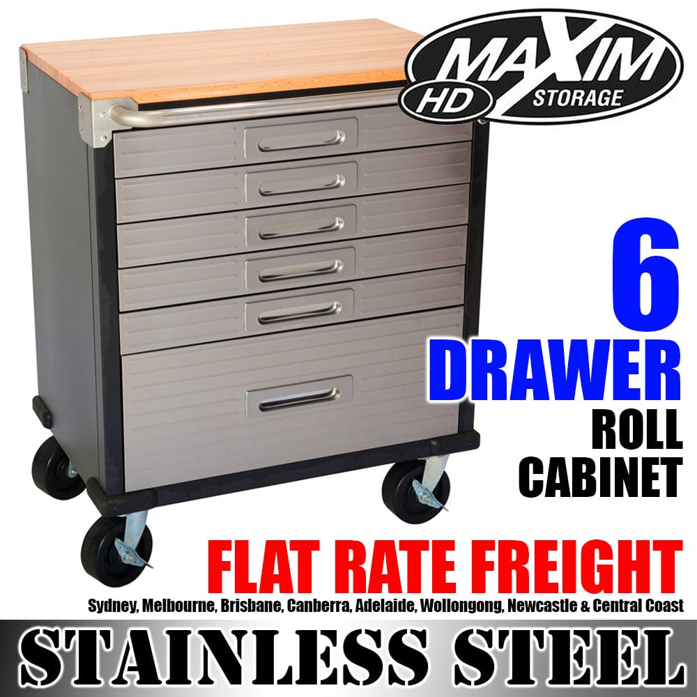 Maxim HD GS - 48” Roll cabinet MAXIM HD 6 Drawer Timber Top Roll Cabinet