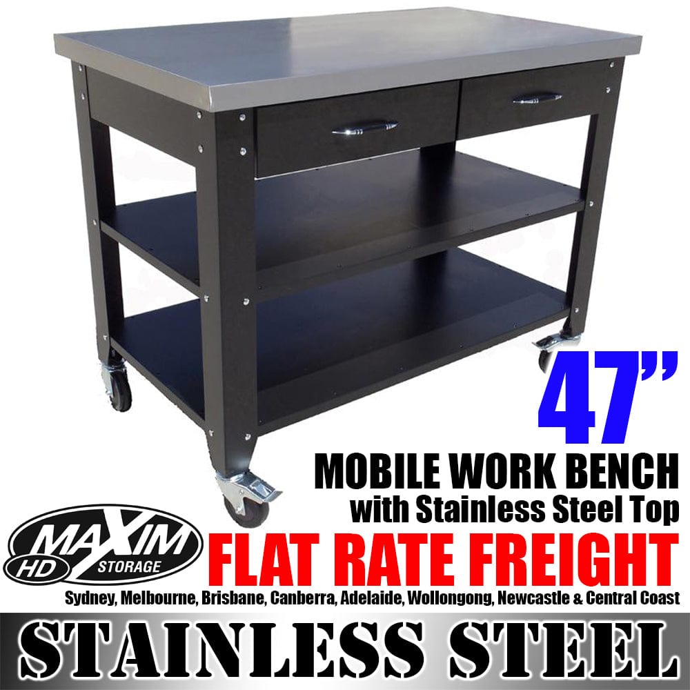 Maxim HD GS - 48" Workbench MAXIM HD 47 inch Mobile Workbench with Stainless Steel Top