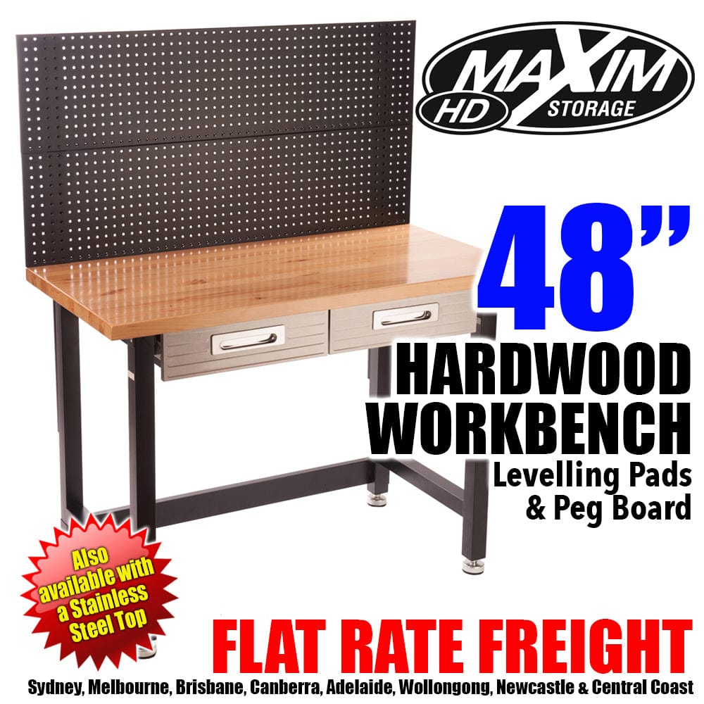 Maxim HD GS - 48" Workbench MAXIM HD 48 inch Timber Top Workbench with Peg Board