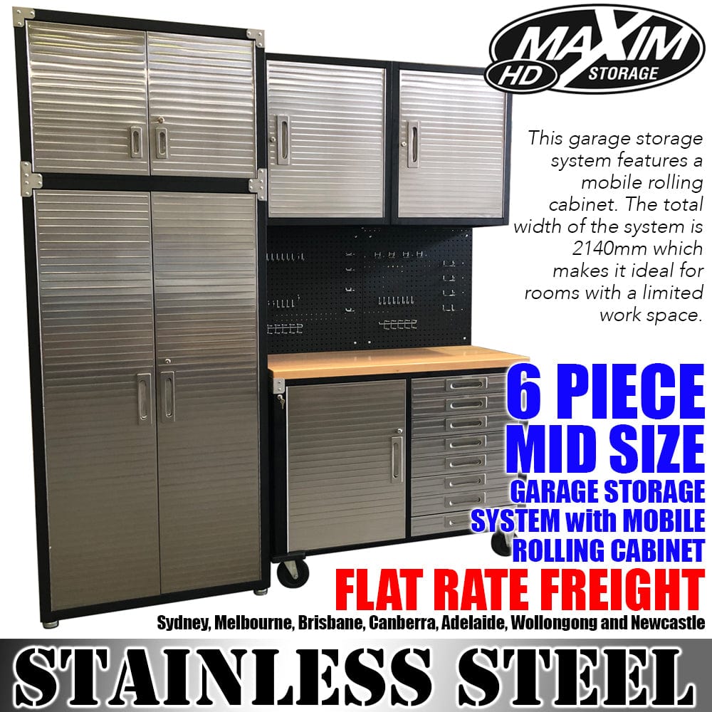 Maxim HD GS - 6 piece MAXIM HD 6 Piece Mid Size Garage Storage System Roll Cabinet 8 Drawers