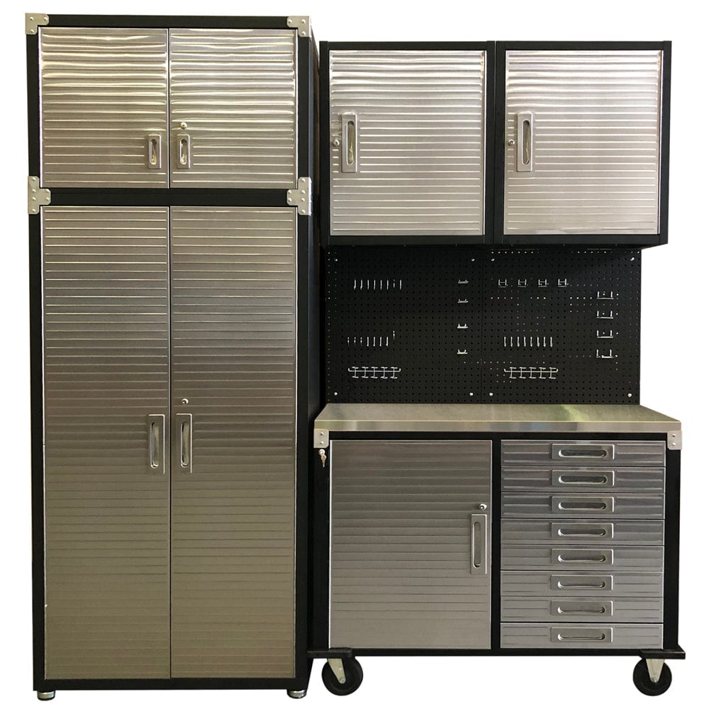 Maxim HD GS - 6 piece Stainless Steel Top MAXIM HD 6 Piece Mid Size Garage Storage System Roll Cabinet 8 Drawers