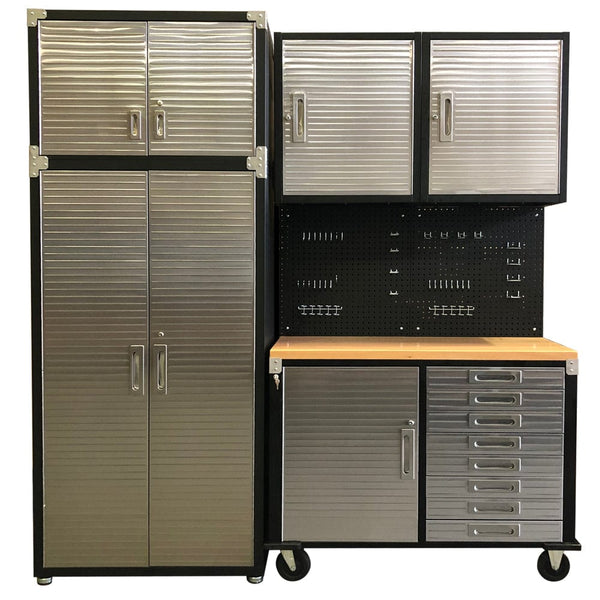 Maxim HD GS - 6 piece Timber Top MAXIM HD 6 Piece Mid Size Garage Storage System Roll Cabinet 8 Drawers