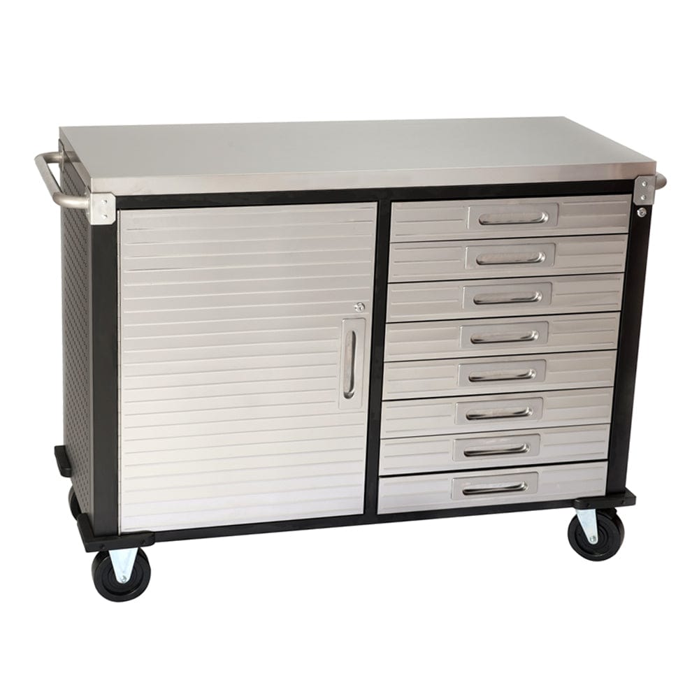 Maxim HD GS - 8 piece MAXIM HD 8 Piece Mid Size Garage Storage System Stainless Steel Top Roll Cabinet 8 Drawers