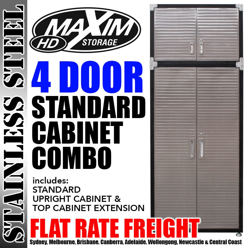 Maxim HD GS - 920mm Upright Cabinet, Top Cabinet MAXIM HD 4 Door Standard Upright Storage Cabinet Combo Extension Tall Storage Cabinet Office Shed (AVAILABLE IN TWO DIFFERENT HEIGHTS)