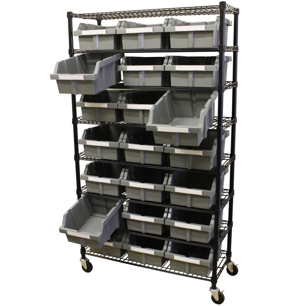 Commercial Bin Rack Bin Shelving Unit 25 Plastic Bins 12