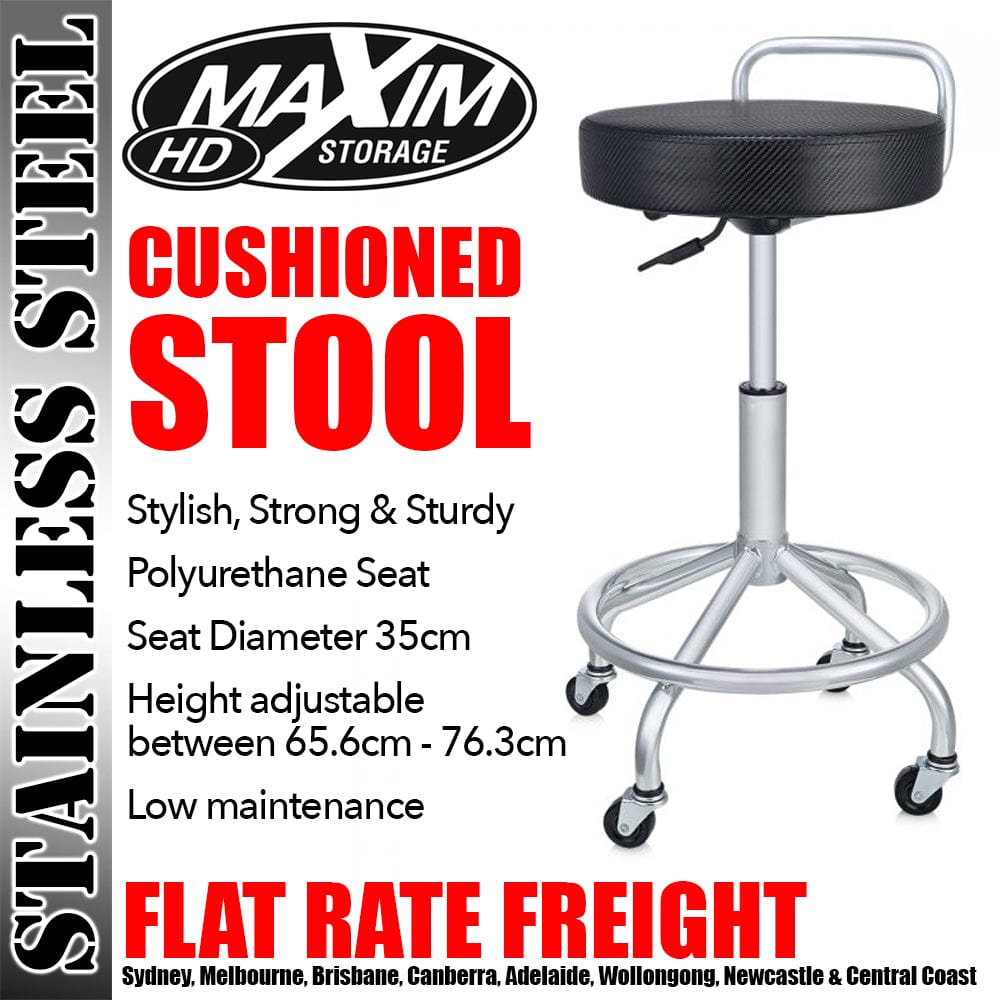 Maxim HD GS - Wall cabinets, Top cabinets, Stool, Stainless Steel bin MAXIM HD Cushioned Pneumatic Work Stool Chair