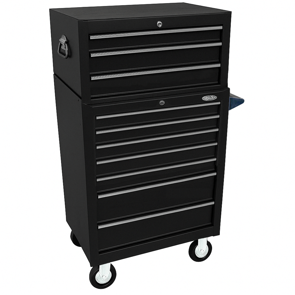 Maxim Pro Series 27” Combo - 27” Roll cabinet, 27” Top chest MAXIM 27" Black 10 Drawer Intermediate Box & Roll Cabinet Toolbox