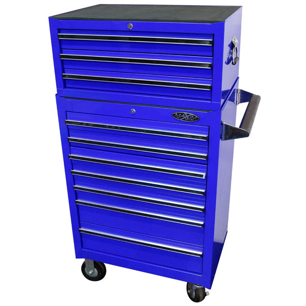 Maxim Pro Series 27” Combo - 27” Roll cabinet, 27” Top chest MAXIM 27" Blue 10 Drawer Combo Intermediate Box & Roll Cabinet