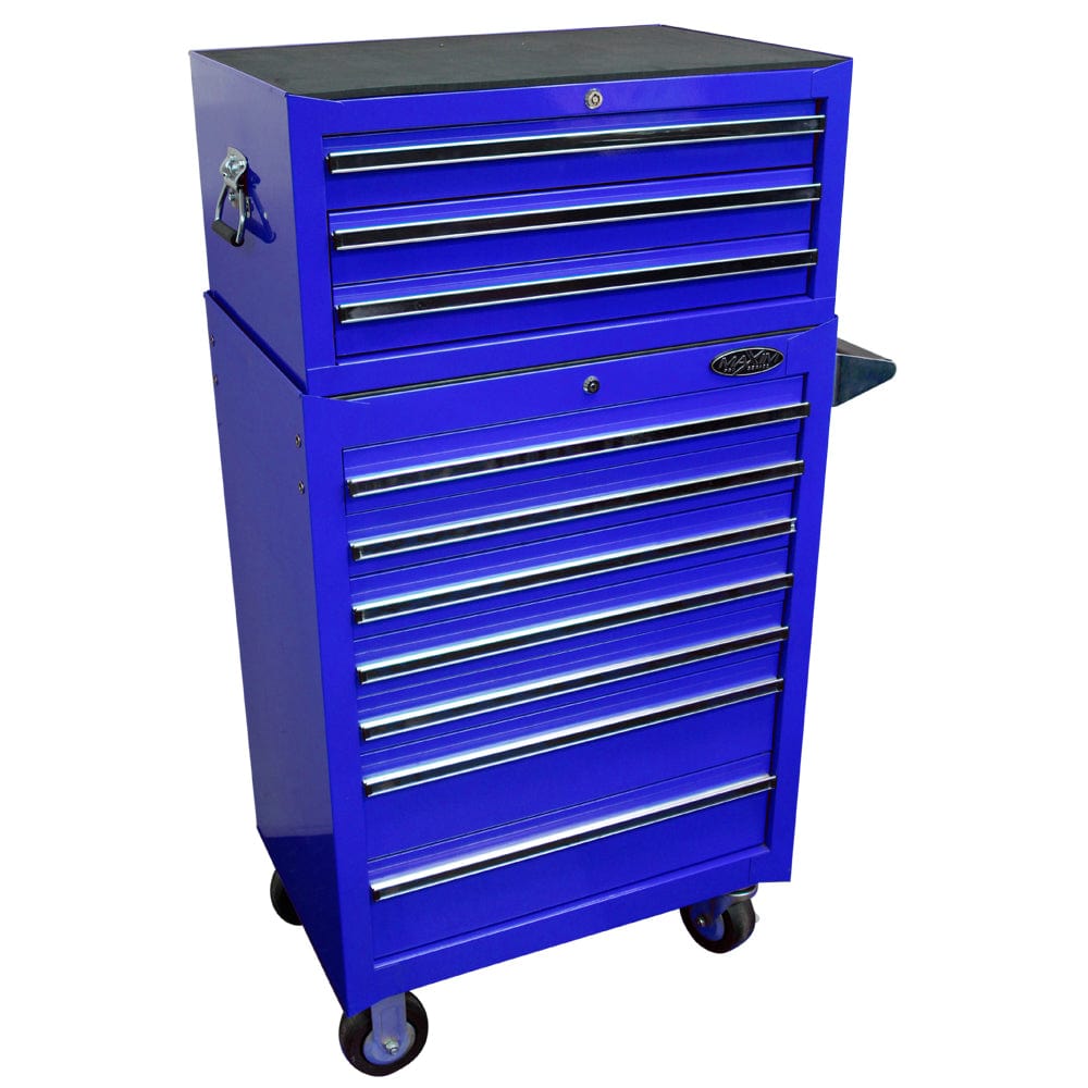 Maxim Pro Series 27” Combo - 27” Roll cabinet, 27” Top chest MAXIM 27" Blue 10 Drawer Combo Intermediate Box & Roll Cabinet