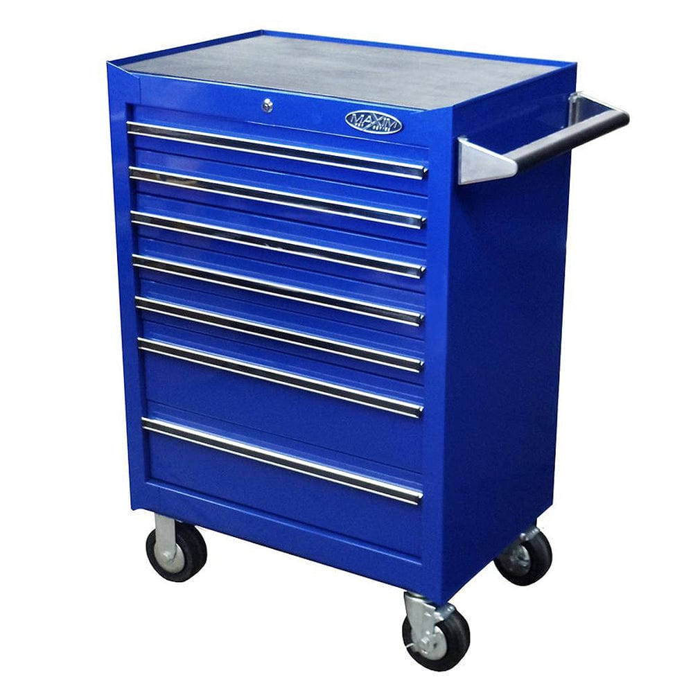 Maxim Pro Series 27” Combo - 27” Roll cabinet, 27” Top chest MAXIM 27" Blue 19 Drawer Combo Top Tool Chest & Roll Cabinet Toolbox