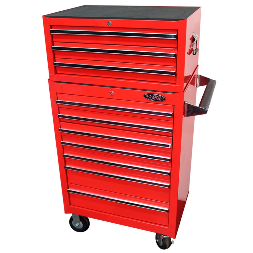 Maxim Pro Series 27” Combo - 27” Roll cabinet, 27” Top chest MAXIM 27" Red 10 Drawer Combo Intermediate Box & Roll Cabinet