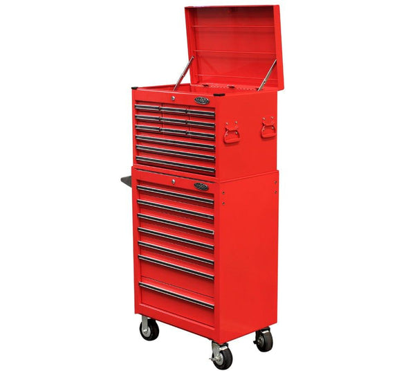 Maxim Pro Series 27” Combo - 27” Roll cabinet, 27” Top chest MAXIM 27" Red 19 Drawer Combo Top Tool Chest & Roll Cabinet Toolbox