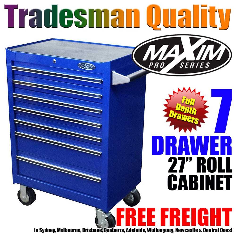 Maxim Pro Series 27” Roll cabinet MAXIM 27" Blue 7 Drawer Roll Cabinet