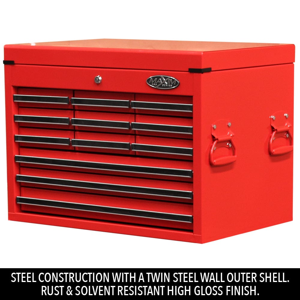 Maxim Pro Series 27” Top chest MAXIM 27" Red 12 Drawer Top Chest Toolbox