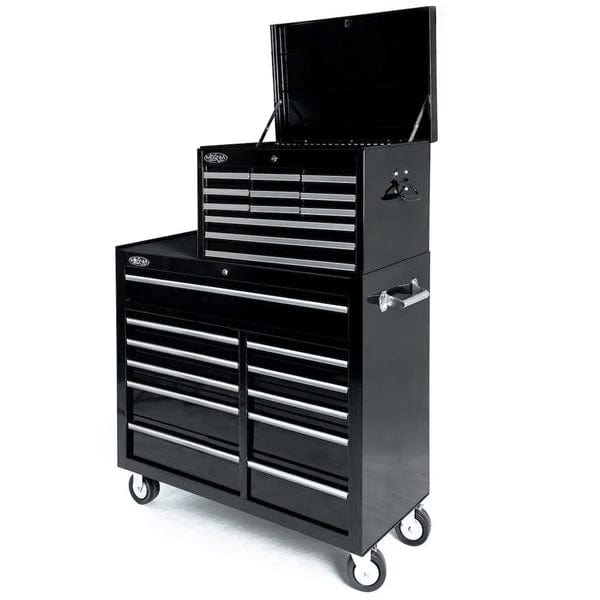 Maxim Pro Series 42” Combo - 42” Roll cabinet, 27” Top Chest MAXIM 42" Black 23 Drawer Combo Toolbox & Roll Cabinet