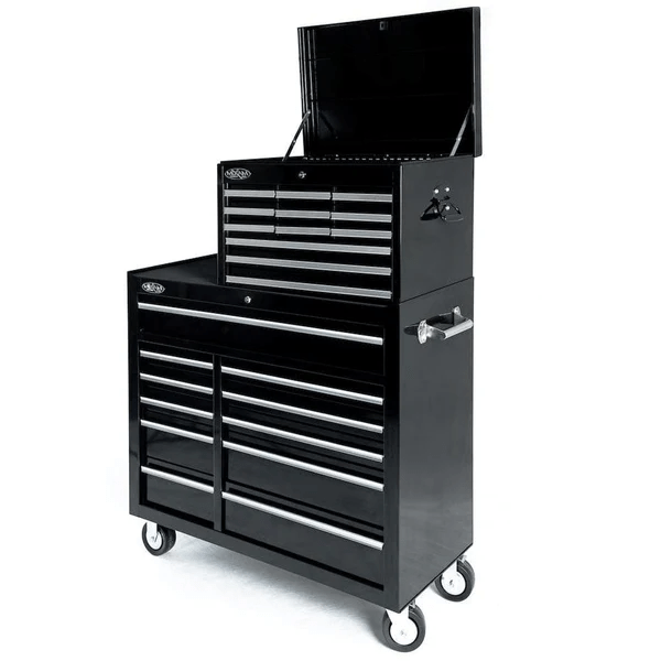 Maxim Pro Series 42” Combo - 42” Roll cabinet, 27” Top Chest MAXIM 42" Black 23 Drawer Combo Toolbox & Roll Cabinet