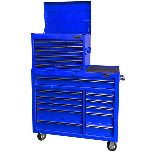 Maxim Pro Series 42” Combo - 42” Roll cabinet, 27” Top Chest MAXIM 42" Blue 23 Drawer Combo Toolbox & Roll Cabinet