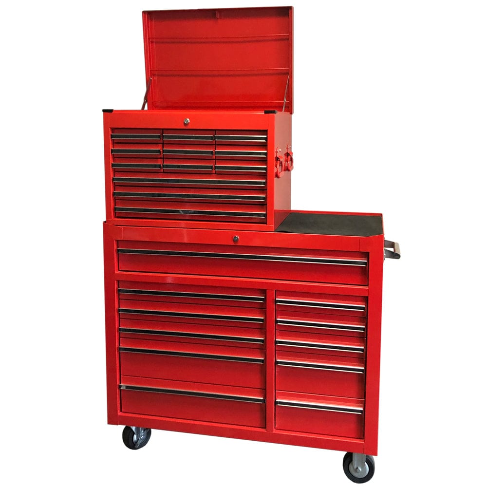 Maxim Pro Series 42” Combo - 42” Roll cabinet, 27” Top Chest MAXIM 42" Red 23 Drawer Combo Toolbox & Roll Cabinet