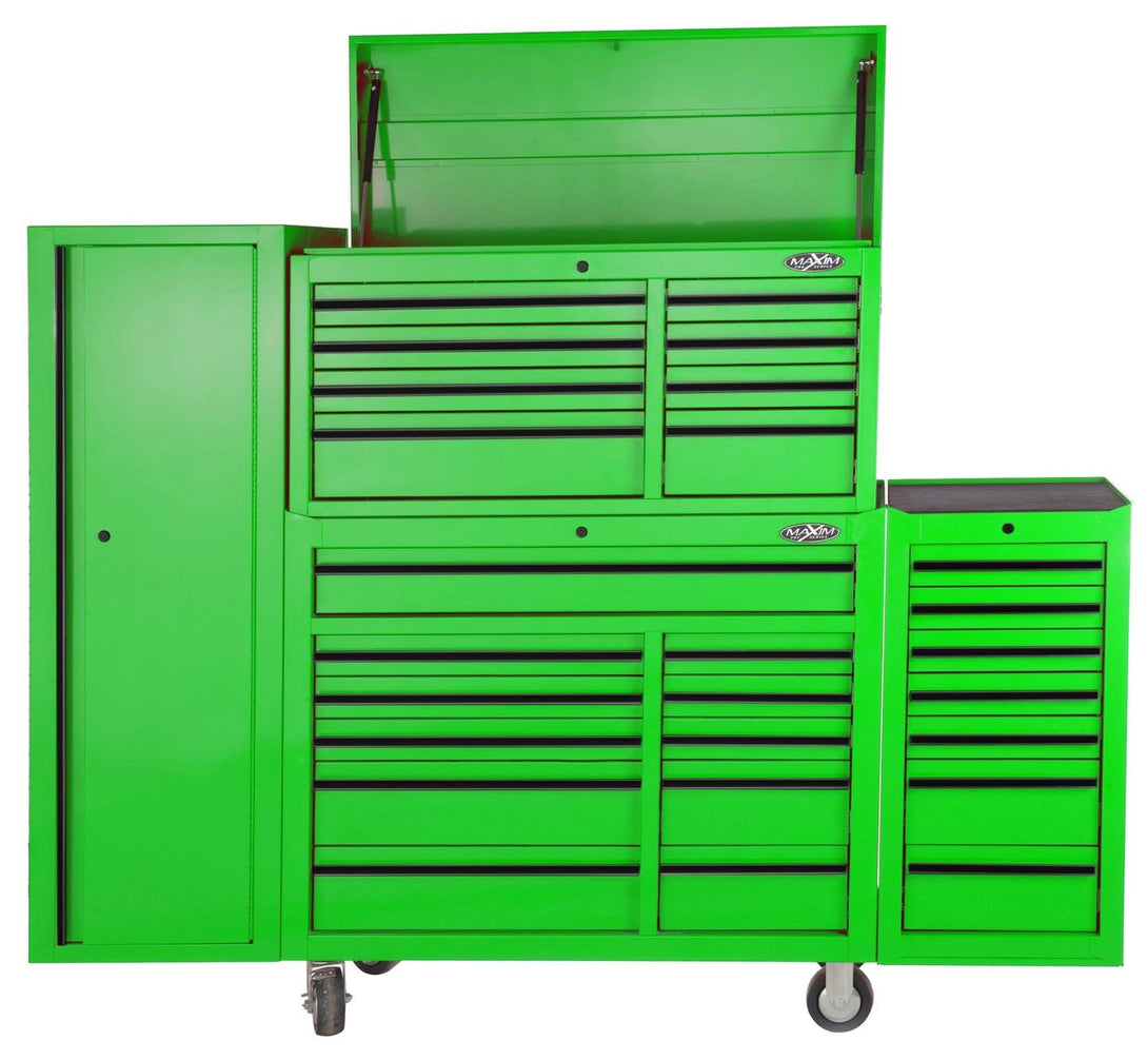 maxim Pro Series 42” Combo - 42” Roll cabinet, 42” Top chest, 42” Side locker, 42” Side Cabinet MAXIM 76" Green 28 Drawer - Top Chest, Roll Cabinet, Locker, Side Cabinet Toolbox
