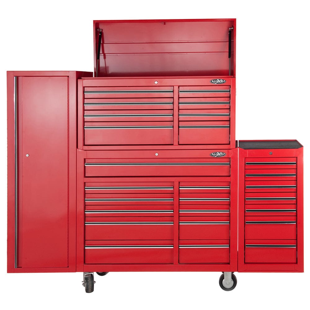 Maxim Pro Series 42” Combo - 42” Roll cabinet, 42” Top chest, 42” Side locker, 42” Side Cabinet MAXIM 76" Red 28 Drawer - Top Chest, Roll Cabinet, Locker, Side Cabinet Toolbox