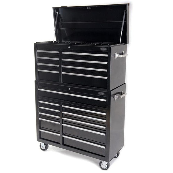 Maxim Pro Series 42” Combo - 42” Roll cabinet, 42” Top chest MAXIM 42" Black 19 Drawer Toolbox Combo Top Chest Roll Cabinet Tool Box