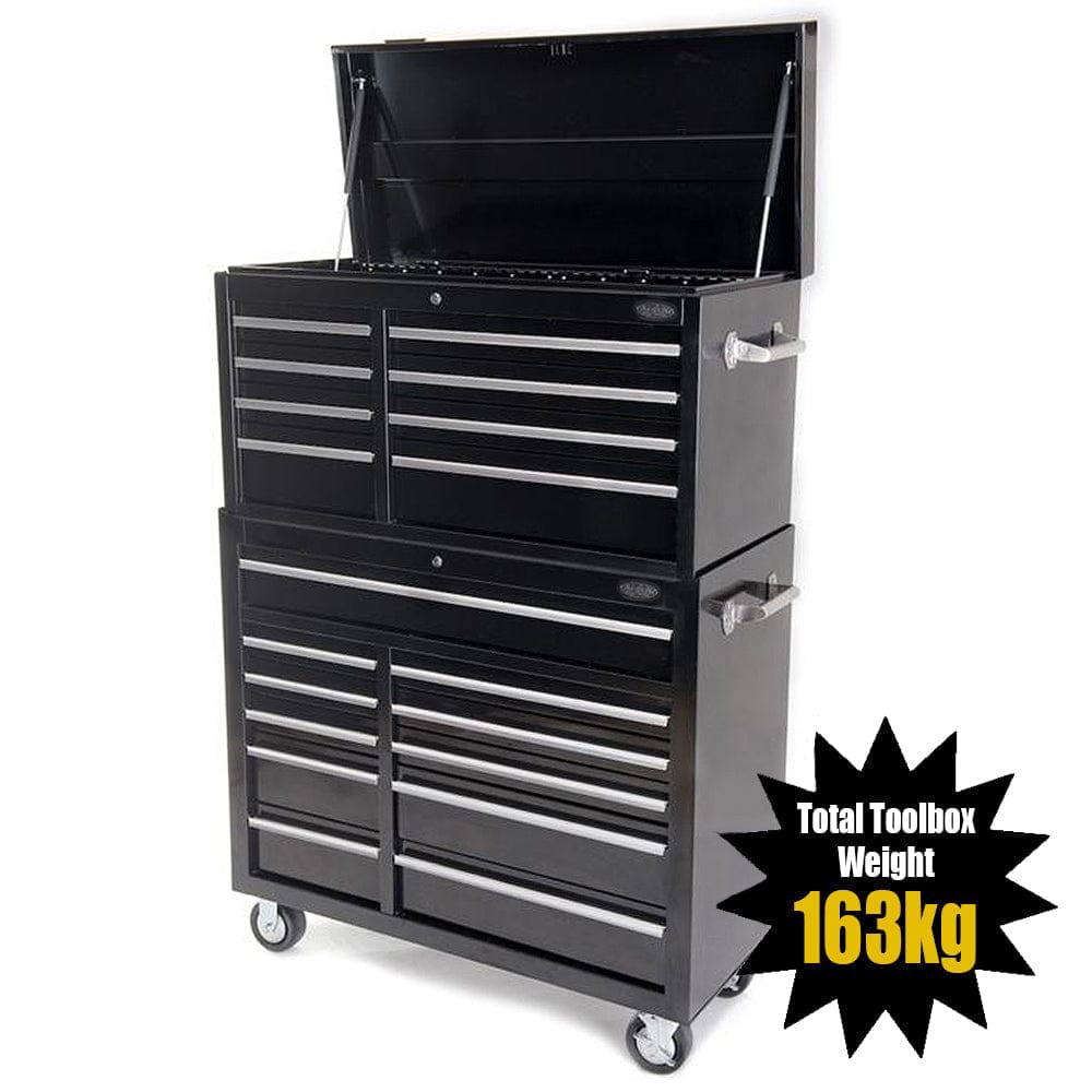 Maxim Pro Series 42” Combo - 42” Roll cabinet, 42” Top chest MAXIM 42" Black 19 Drawer Toolbox Combo Top Chest Roll Cabinet Tool Box