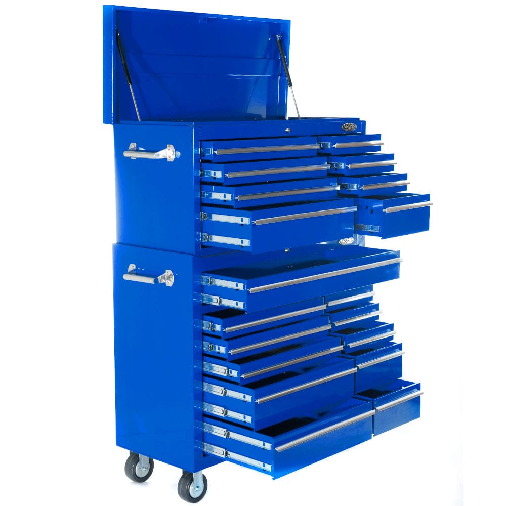 Maxim Pro Series 42” Combo - 42” Roll cabinet, 42” Top chest MAXIM 42" Blue 19 Drawer Combo Top Chest Roll Cabinet Toolbox