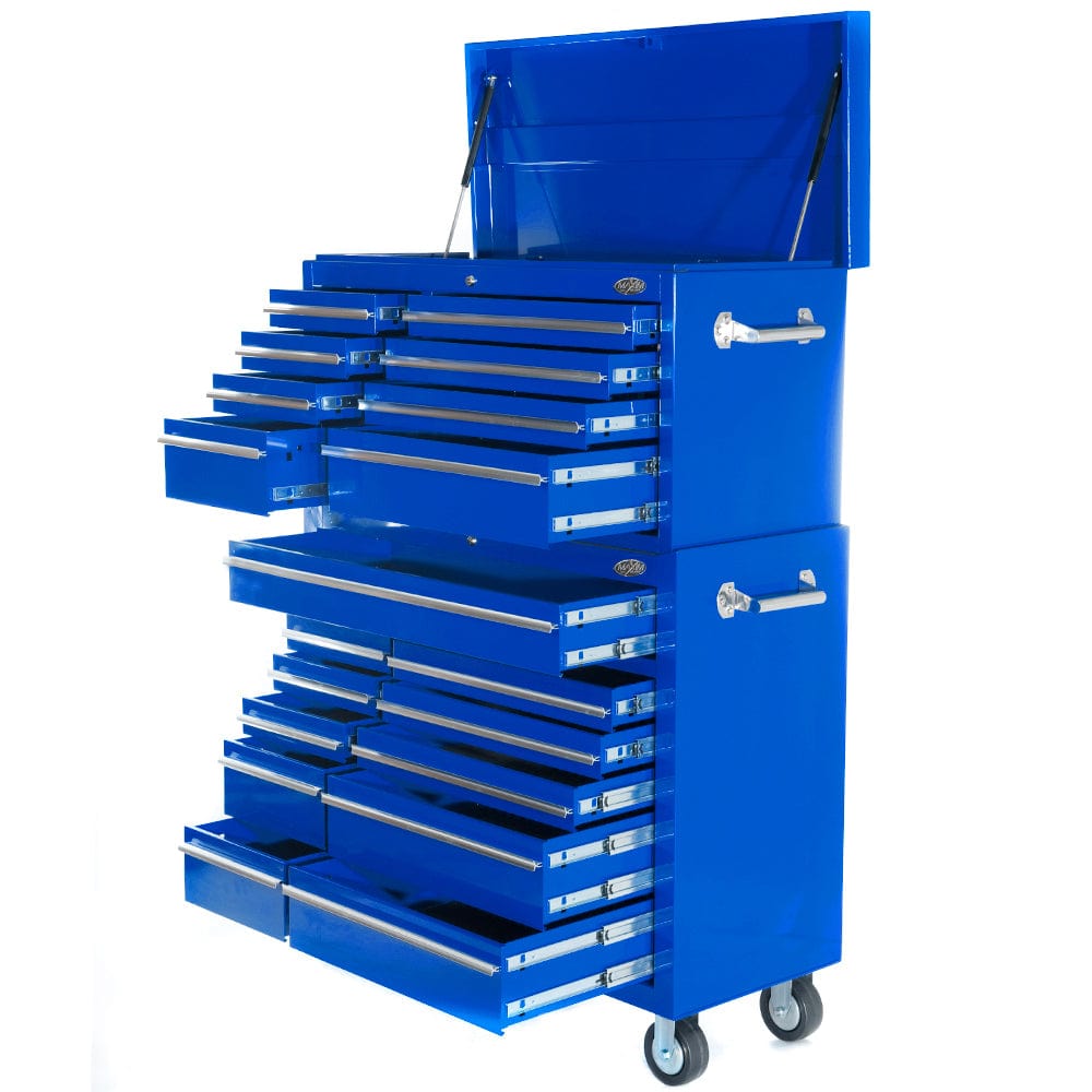 Maxim Pro Series 42” Combo - 42” Roll cabinet, 42” Top chest MAXIM 42" Blue 19 Drawer Combo Top Chest Roll Cabinet Toolbox