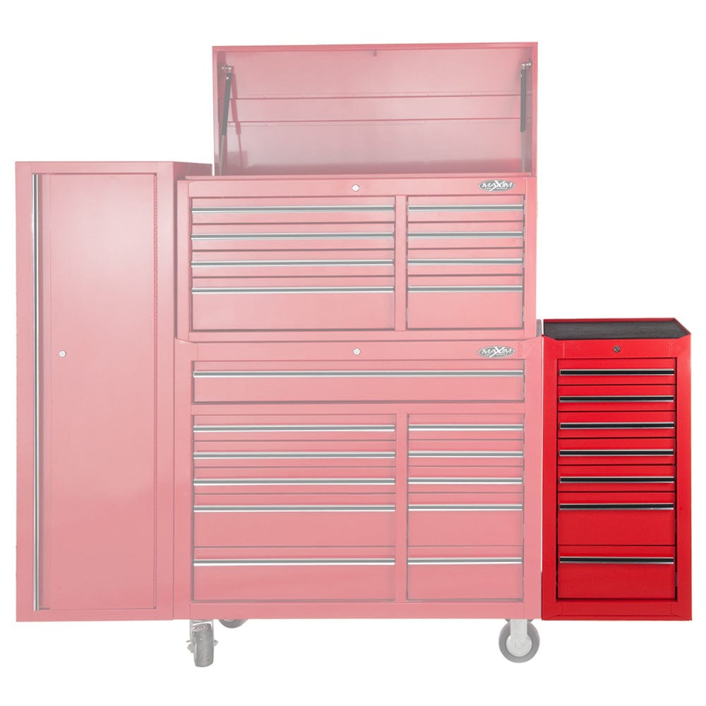 Maxim Pro Series 42” Side Cabinet MAXIM 42" Red 7 Drawer Side Cabinet Toolbox