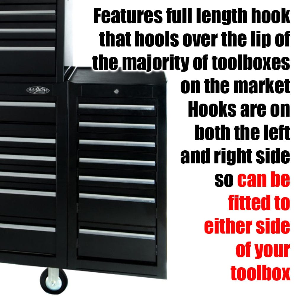 Maxim Pro Series 42” Side Cabinet MAXIM 7 Drawer Black Side Cabinet Toolbox Extension Storage Medium Size Tool Box