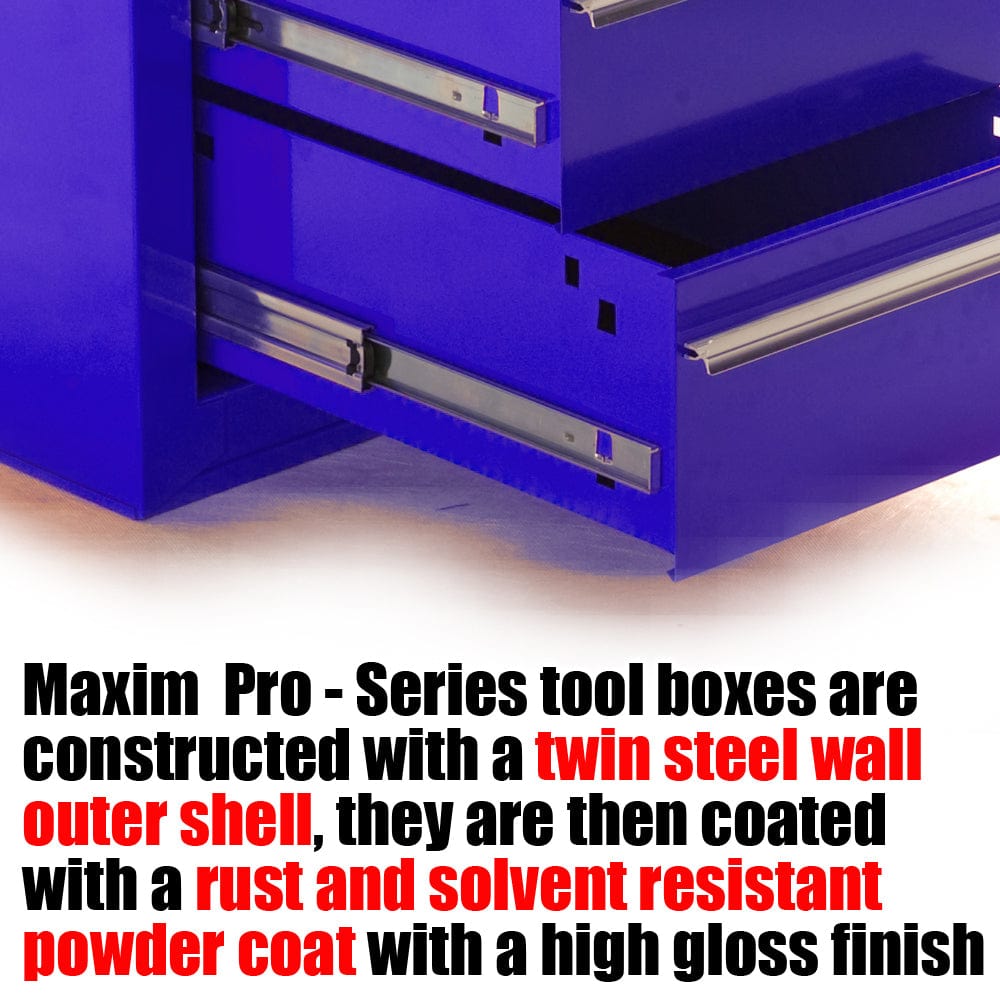 Maxim Pro Series 42” Side Cabinet MAXIM 7 Drawer Blue Side Cabinet Toolbox Extension Storage Medium Size Tool Box