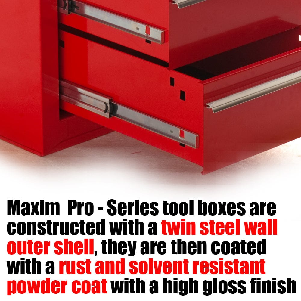 Maxim Pro Series 42” Side Cabinet MAXIM 7 Drawer Red Side Cabinet Toolbox  Extension Storage Medium Size Tool Box