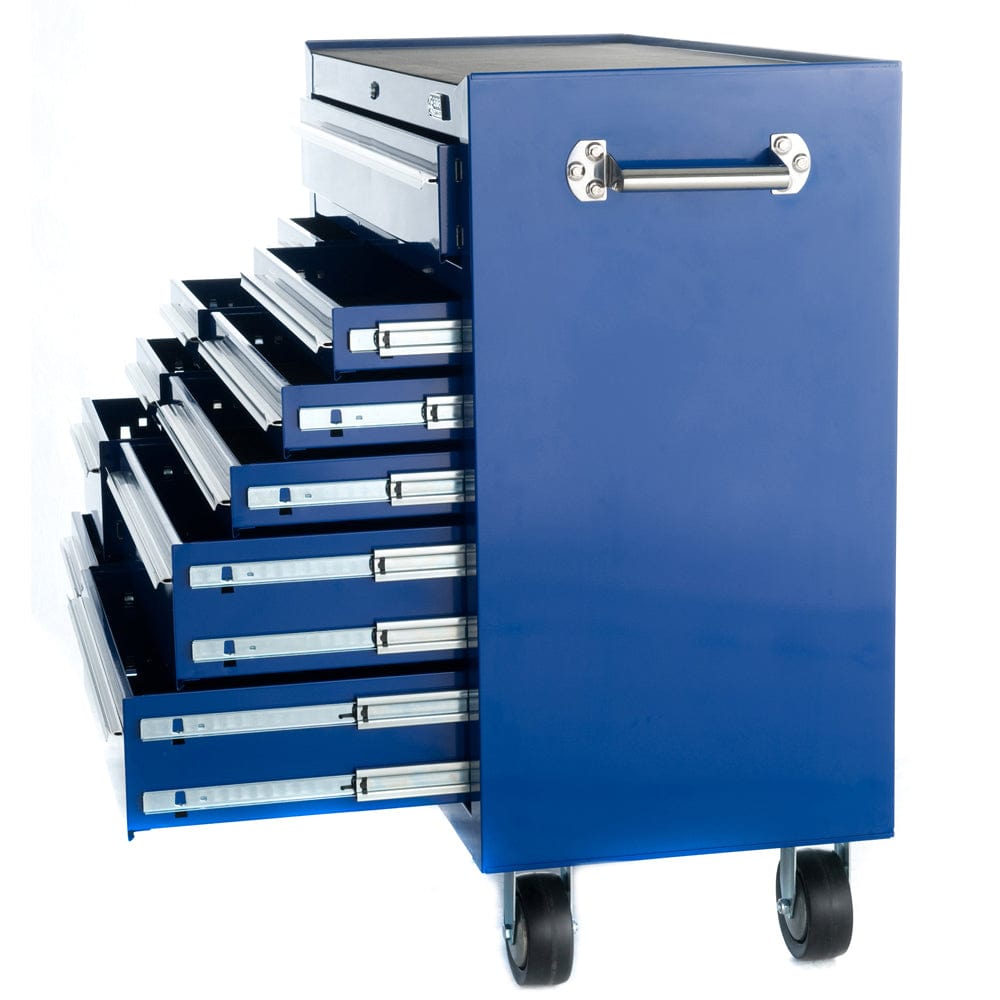 Maxim Pro Series 42” Workstation - 42” Roll cabinet +/- Stainless Steel Top MAXIM 42" Blue 11 Drawer Roll Cabinet Storage Toolbox