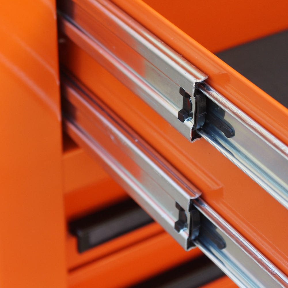 Maxim Pro Series 42” Workstation - 42” Roll cabinet +/- Stainless Steel Top MAXIM 42" Orange 11 Drawer Roll Cabinet Storage Toolbox