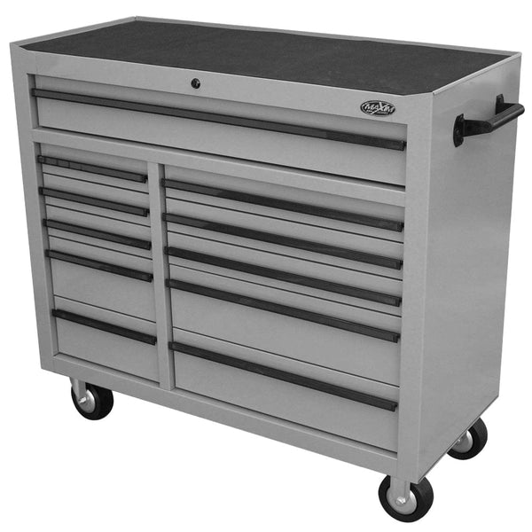 Maxim Pro Series 42” Workstation - 42” Roll cabinet +/- Stainless Steel Top Standard Top MAXIM 42" Nardo Grey 11 Drawer Roll Cabinet Storage Toolbox