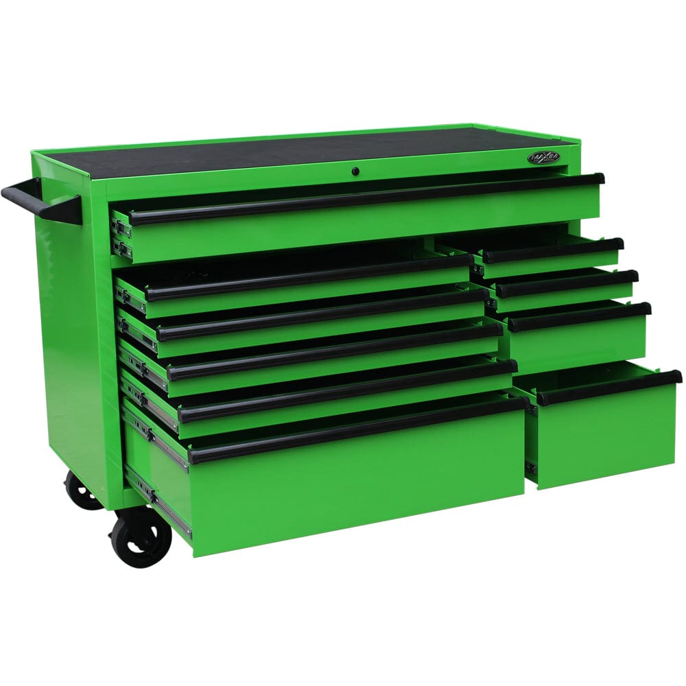 Maxim Pro Series 54” Combo - 54” Roll cabinet, 54” Top chest, 54” Side Locker MAXIM 54” Green 23 Drawers Complete Toolbox Combination