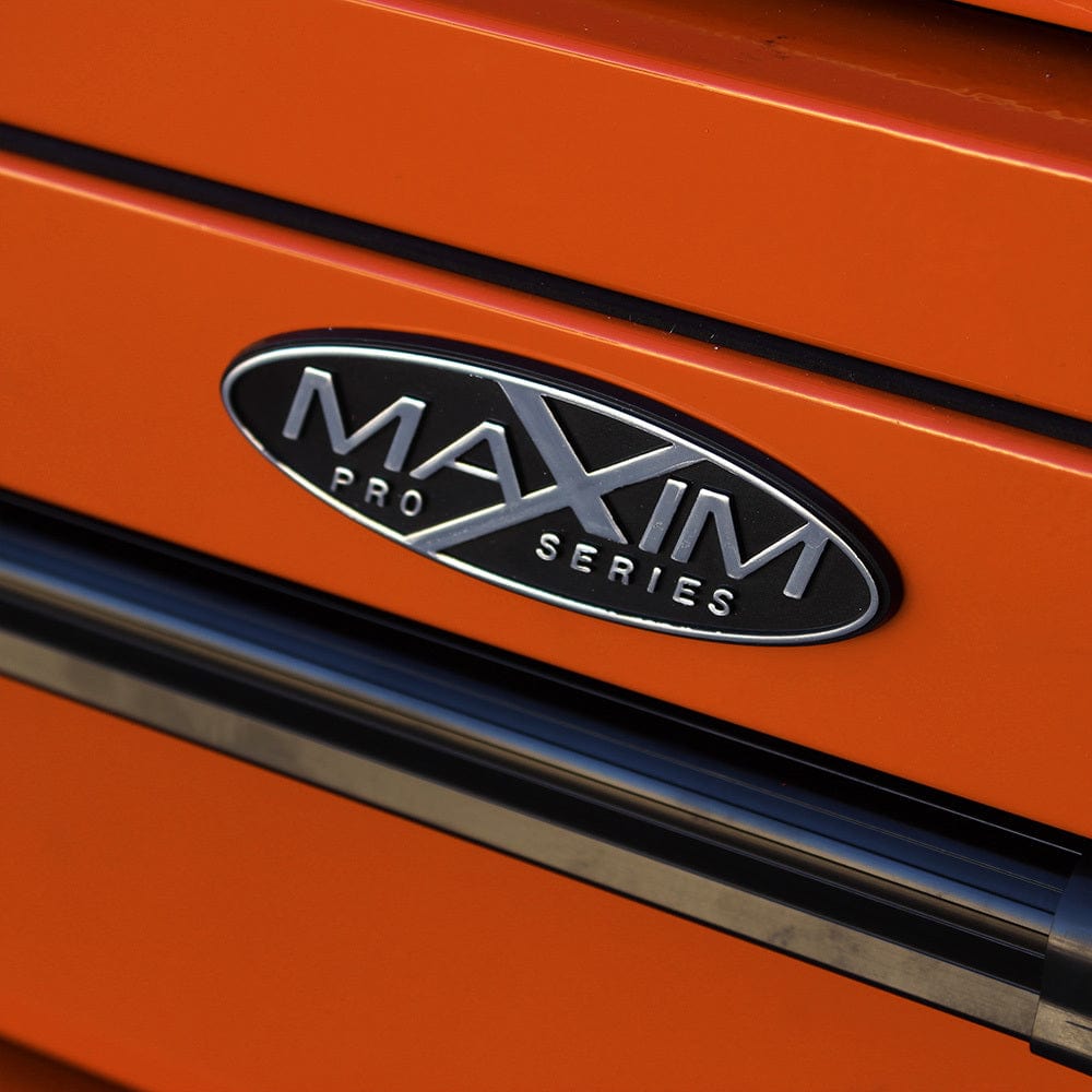 Maxim Pro Series 54” Combo - 54” Roll cabinet, 54” Top chest, 54” Side Locker MAXIM 54” Orange 23 Drawers Complete Toolbox Combination