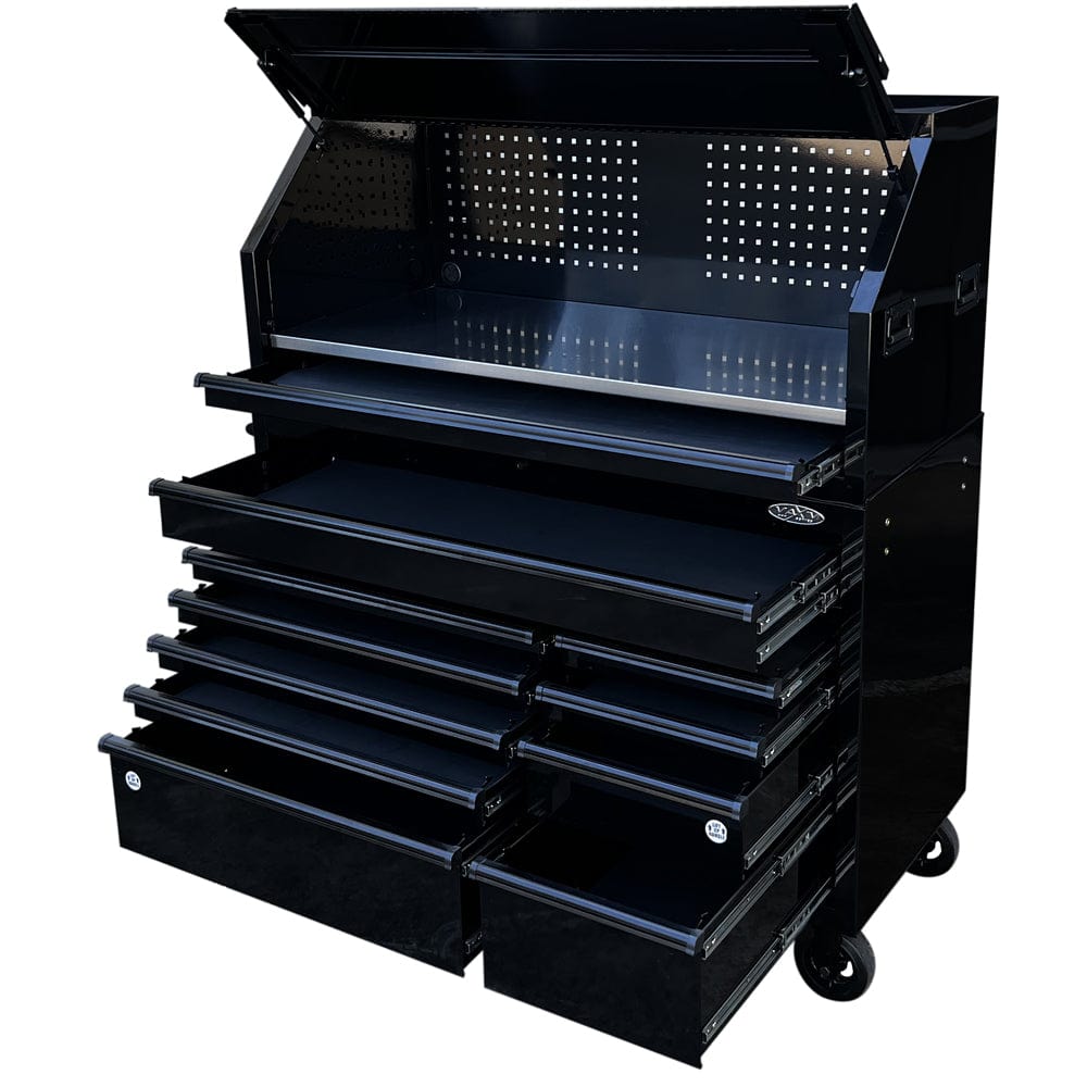 Maxim Pro Series 54” Combo - 54” Roll cabinet, 54” Top chest MAXIM 54” Black 11 Drawers Top Hutch & Roll Cabinet Combo Toolbox