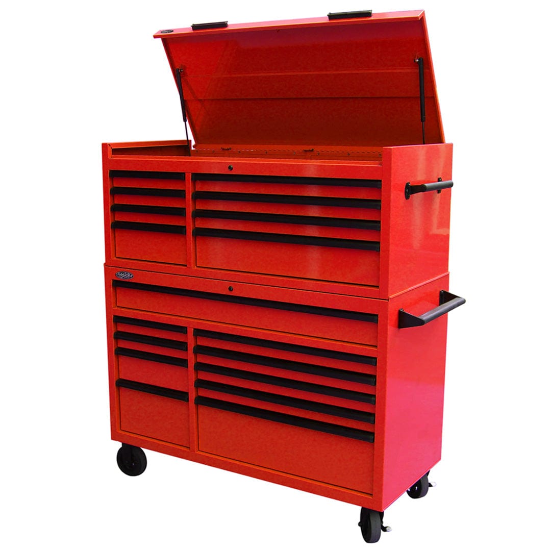 Maxim Pro Series 54” Combo - 54” Roll cabinet, 54” Top chest MAXIM 54” Red 18 Drawer Top Chest & Roll Cabinet Toolbox