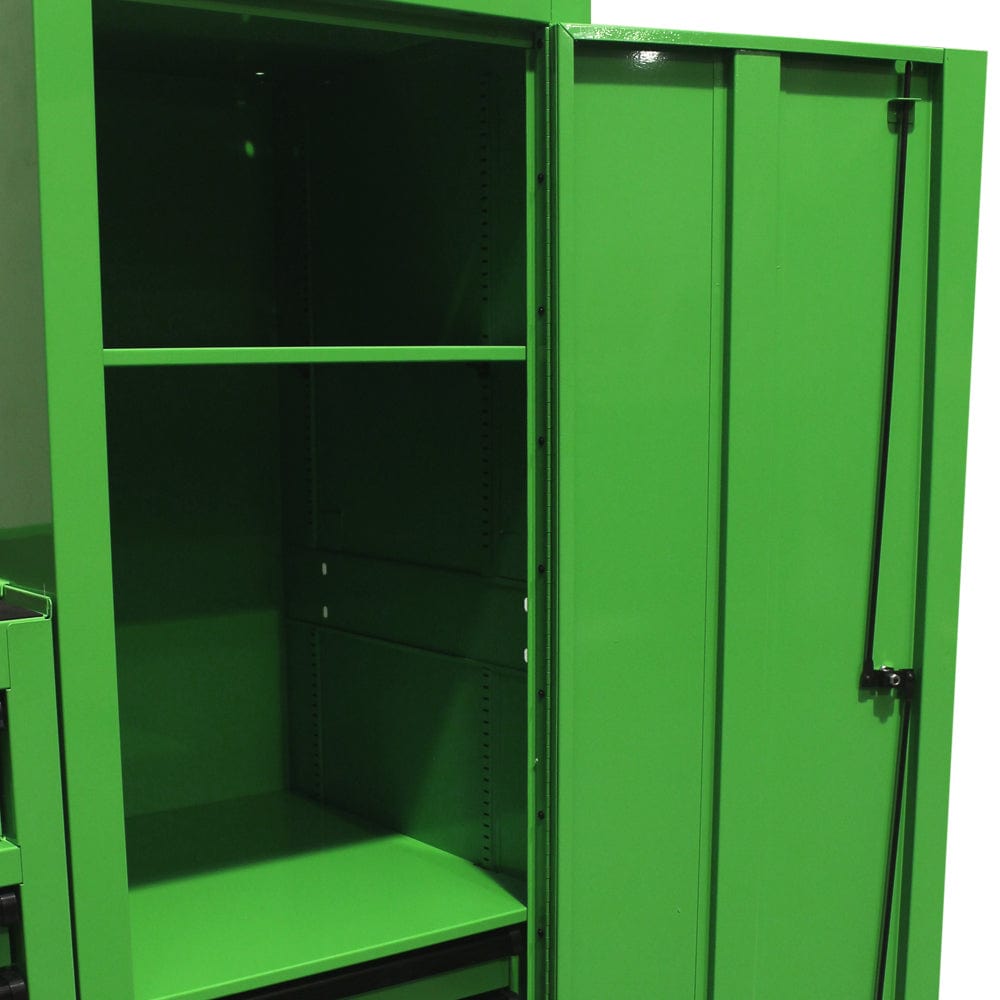 Maxim Pro Series 54” Workstation - 54” Roll cabinet, 54” Side Locker +/- Stainless Steel Top MAXIM 76” Green Workstation Toolbox with 15 Drawers