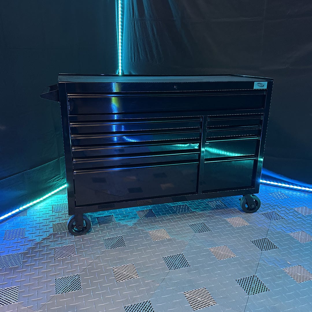 maxim Pro Series 54” Workstation - 54” Roll cabinet +/- Stainless Steel Top MAXIM 54” Black 10 Draw Roll Cabinet Toolbox