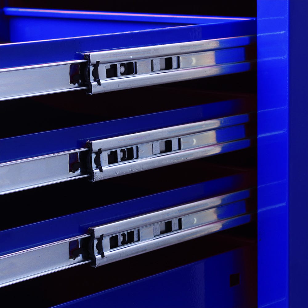 Maxim Pro Series 54” Workstation - 54” Roll cabinet +/- Stainless Steel Top MAXIM 54” Blue 10 Drawers Roll Cabinet Toolbox